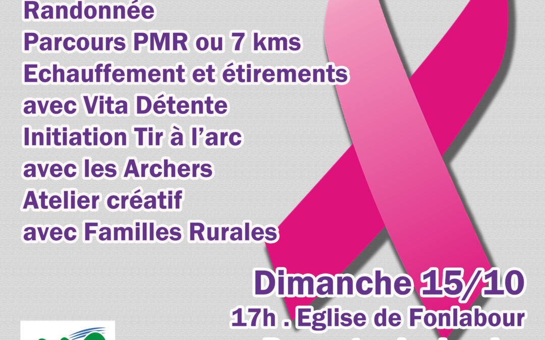 OCTOBRE ROSE : INSCRIVEZ VOUS POUR LE DIMANCHE 8 OCTOBRE